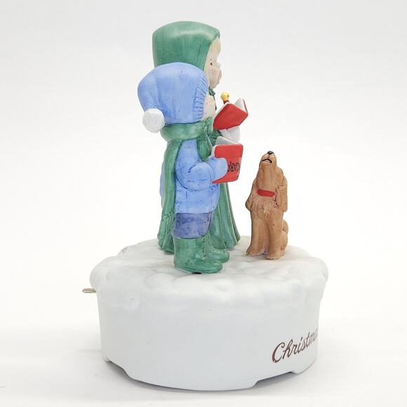 Vtg Christmas Carolers Dog Music Box Deck the Halls Signed Jane McDowell WORKS - Picture 5 of 10